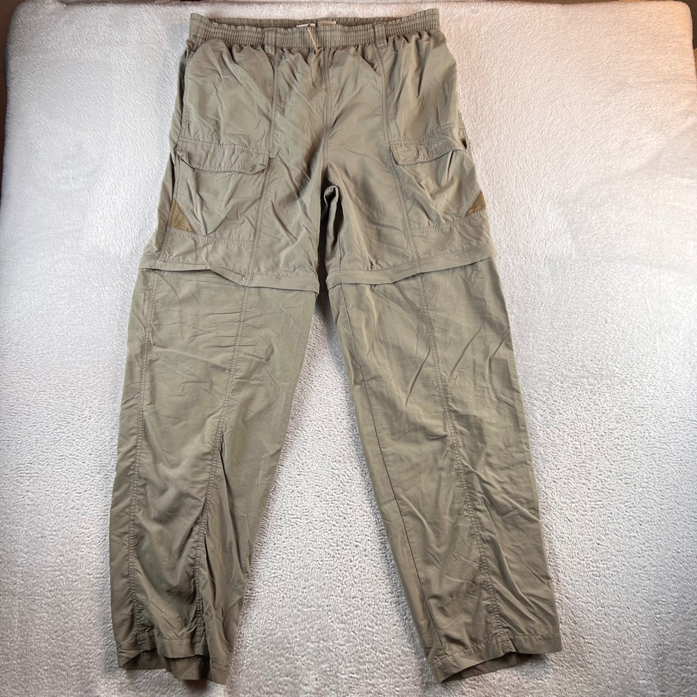 Columbia Mens Convertible Cargo Pants Tan Khaki Size M Zip Off Hiking Outdoor